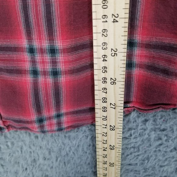 American Eagle Outfitters Shirt Mens Large Red Plaid Long Sleeve Button Up Slim - Picture 6 of 10
